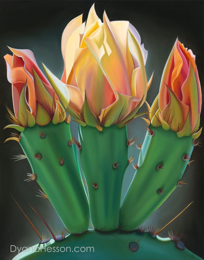 Trifecta - Prickly Pear Bloom and Buds SOLD
