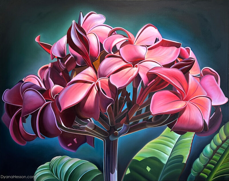 Sunday - Red Plumeria at the Old Church, Puako, HI RECENTLY SOLD