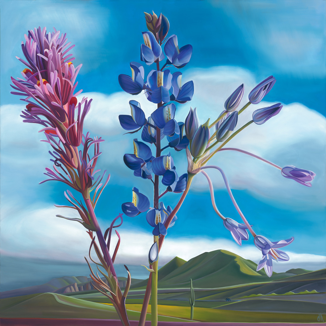 Field Study - Owl Clover, Lupine and Blue Dick Wildflowers, Salt River, AZ RECENTLY SOLD
